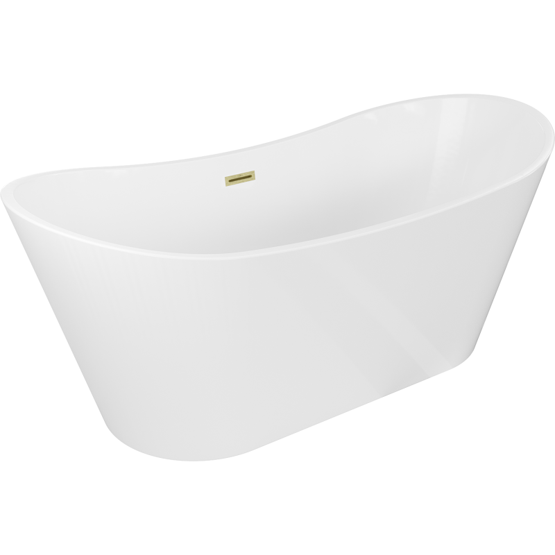 Mexen Montana volně stojící vana 180 x 80 cm, bílá, přepad zlatý kartáčovaný - 52011808000-55