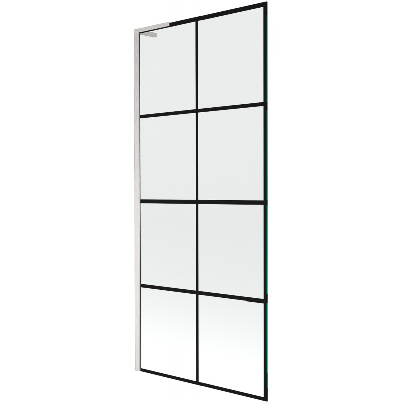 Mexen Next L vanová zástěna 1-křídlová 80 x 150 cm, černá mřížka, kartáčovaný nikl - 895-080-000-03-77-97