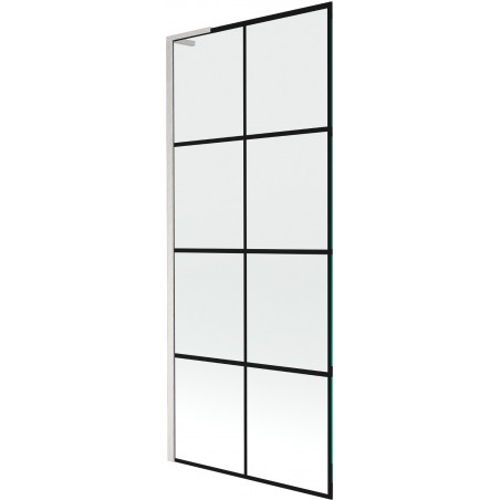 Mexen Next L vanová zástěna 1-křídlová 80 x 150 cm, černá mřížka, kartáčovaný nikl - 895-080-000-03-77-97