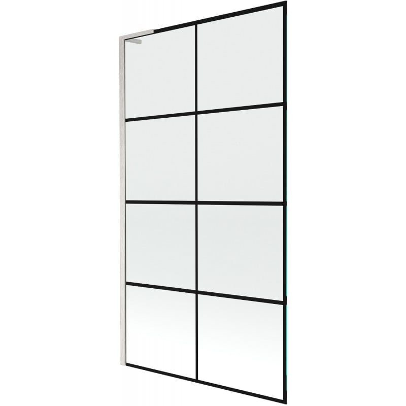 Mexen Next L vanová zástěna 1-křídlová 100 x 150 cm, černá mřížka, kartáčovaný nikl - 895-100-000-03-77-97