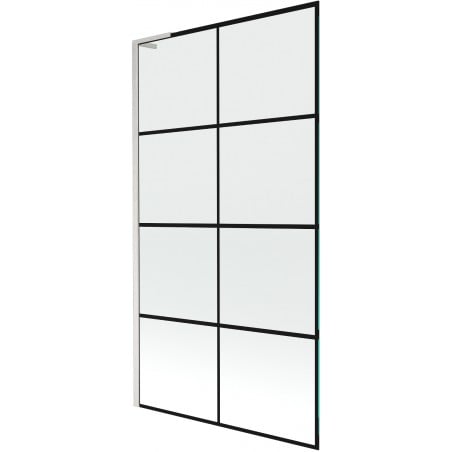 Mexen Next L vanová zástěna 1-křídlová 100 x 150 cm, černá mřížka, kartáčovaný nikl - 895-100-000-03-77-97