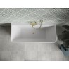 Mexen Volta volně stojící vana ke zdi 150 x 75 cm, bílá/černá, přeliv zlatý kartáčovaný - 51131507575-55