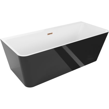 Mexen Volta volně stojící nástěnná vana 170 x 75 cm, bílá/černá, přepad růžové zlato - 51131707575-60