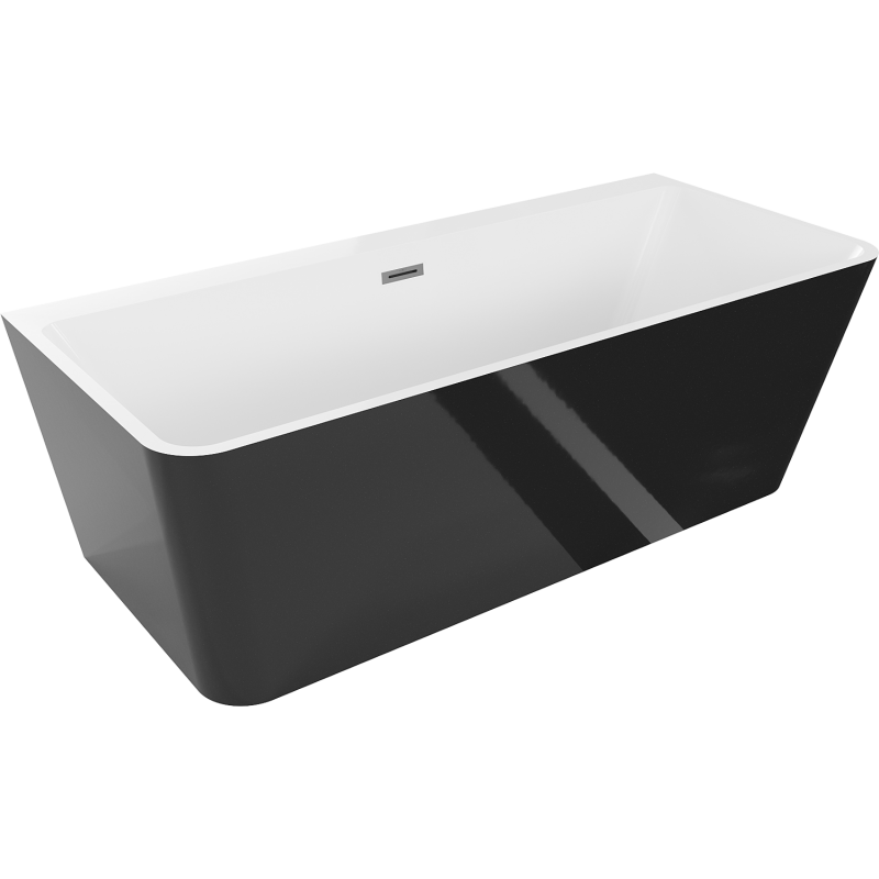 Mexen Volta volně stojící přisazená vana 150 x 75 cm, bílá/černá, přepad gun metal - 51131507575-95