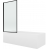 Mexen Vega obdélníková vana 170 x 70 cm s krytem a 1-dveřovým paravanem 70 cm, černý vzor - 550117070X9307017070