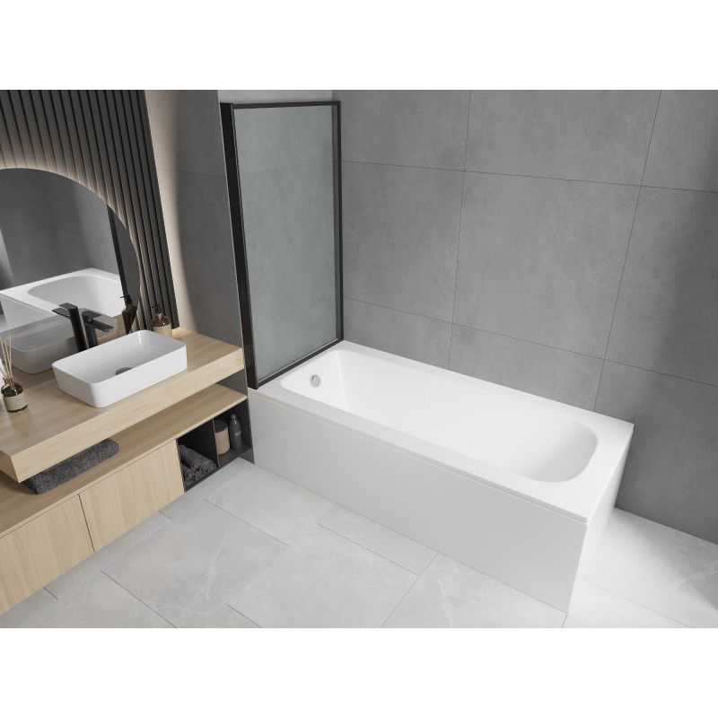 Mexen Vega obdélníková vana 170 x 70 cm s krytem a jednokřídlou zástěnou 70 cm, černý vzor - 550117070X9307017070