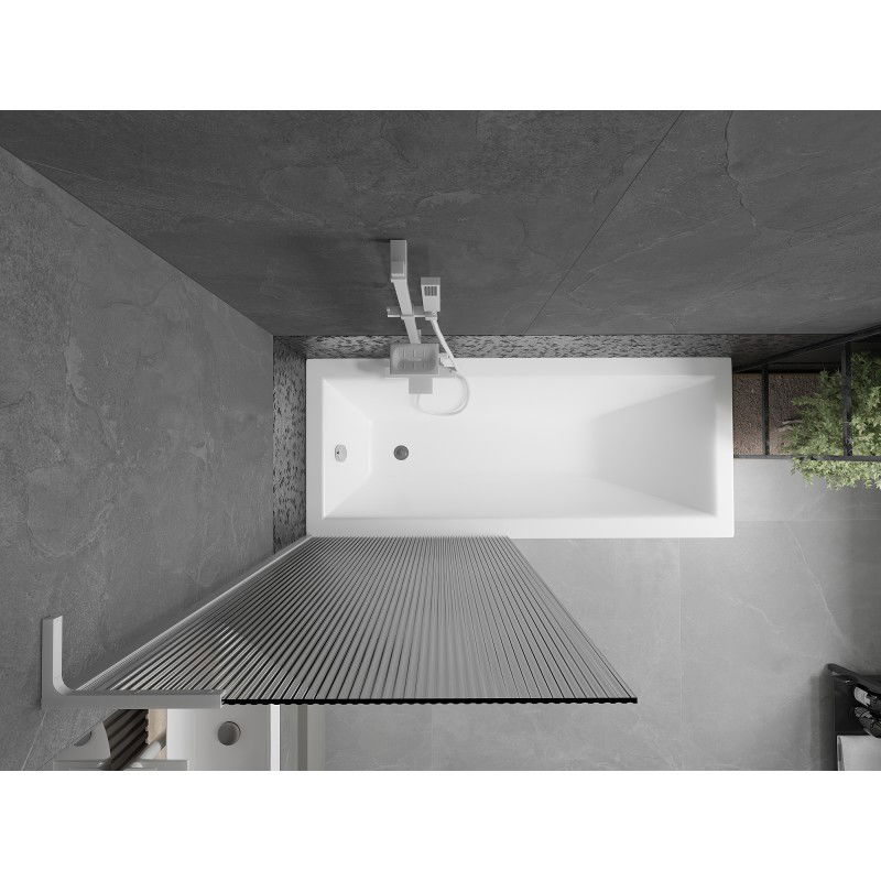 Mexen Next L vanová zástěna jednokřídlová 80 x 150 cm, pruhy, bílá - 895-080-000-03-09-20