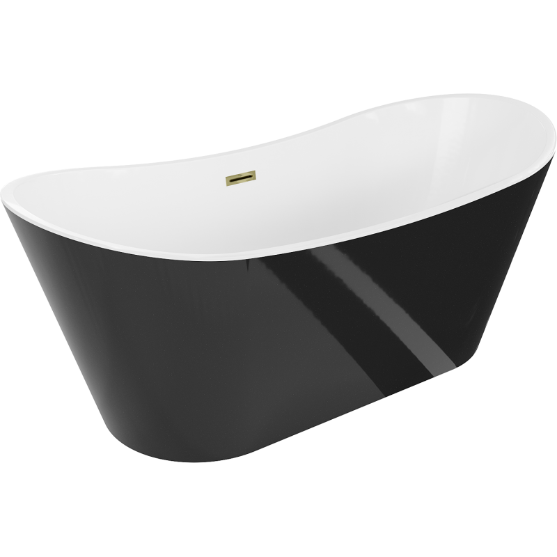 Mexen Montana volně stojící vana 180 x 90 cm, bílá/černá, přepad zlatý - 52011809075-50