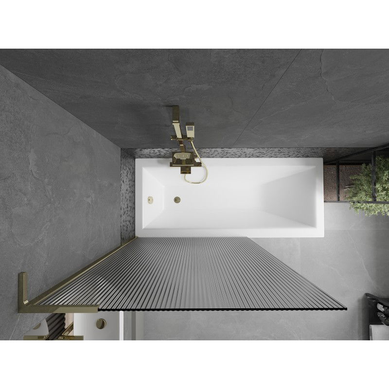 Mexen Next L vanová zástěna 1-křídlová 100 x 150 cm, proužkovaná, zlatá - 895-100-000-03-09-50