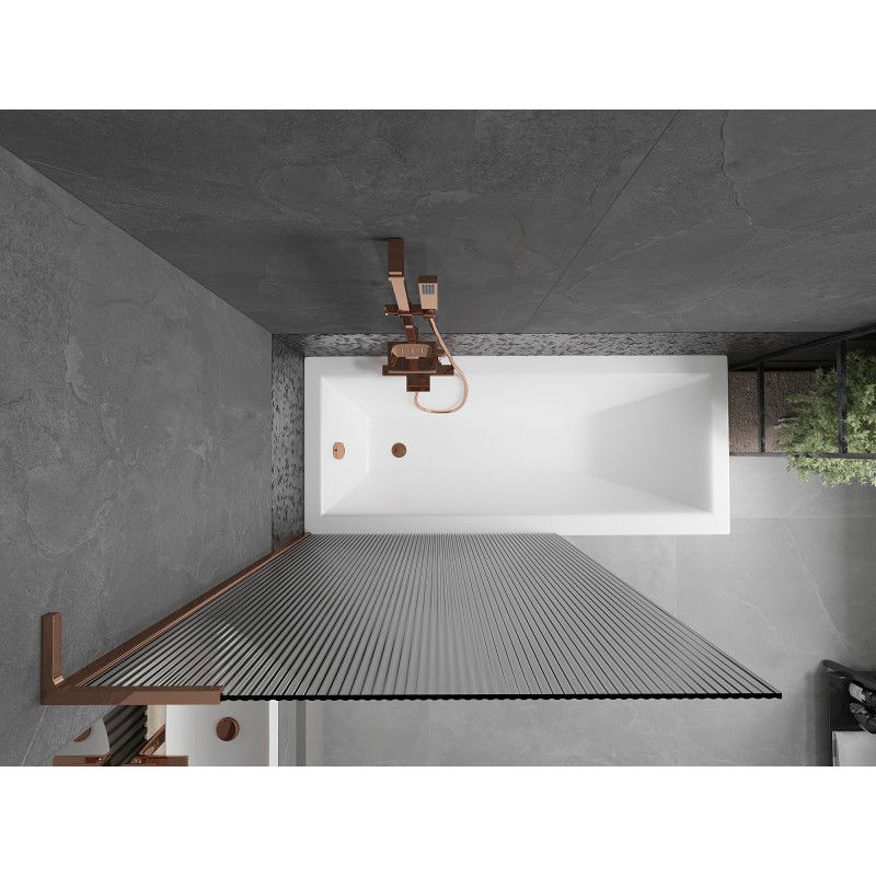 Mexen Next L vanová zástěna 1-dílná 100 x 150 cm, proužky, růžové zlato - 895-100-000-03-09-60