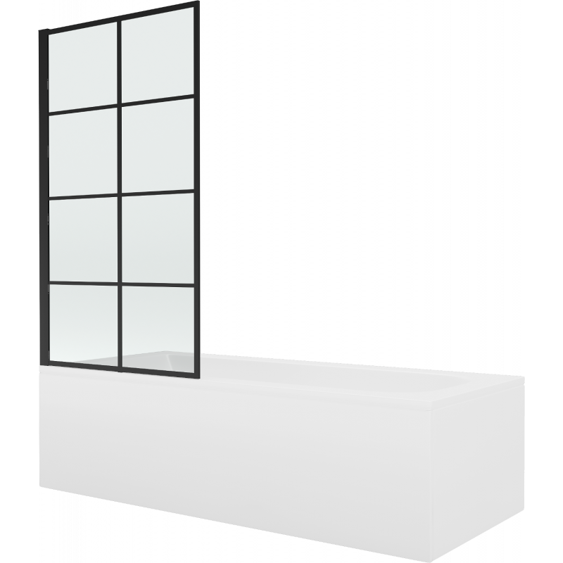 Mexen Vega obdélníková vana 170 x 70 cm s obložením a skleněnou stěnou 1-křídlovou 80 cm, černý vzor