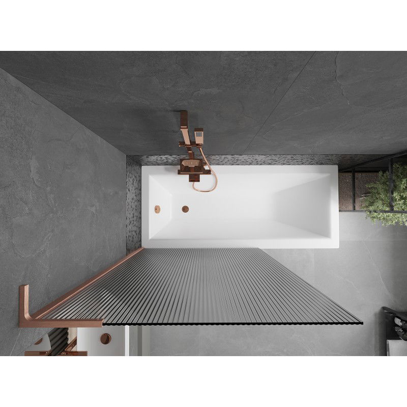 Mexen Next L vanová zástěna jednokřídlá 100 x 150 cm, proužky, kartáčovaná měď - 895-100-000-03-09-65