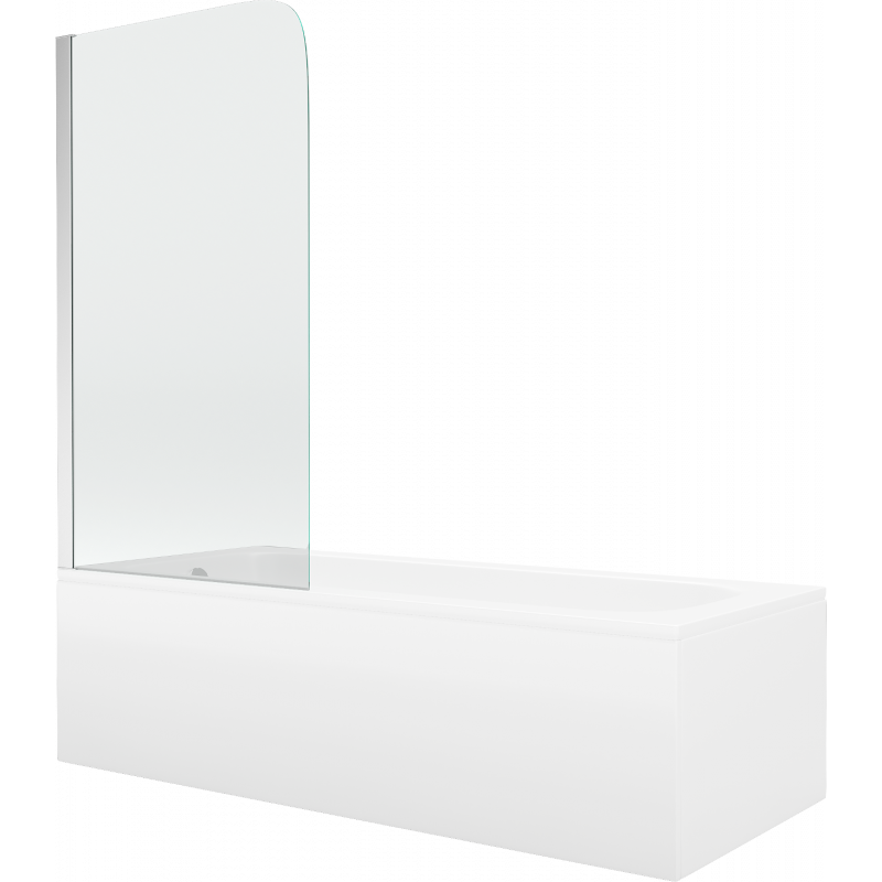 Mexen Vega obdélníková vana 180 x 80 cm s krytem a jednokřídlovou zástěnou 70 cm, transparentní, chrom - 550118080X9007010100