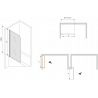 Mexen Vega obdélníková vana 180 x 80 cm s krytem a 1-křídlovou zástěnou 70 cm, transparentní, černá