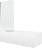 Mexen Vega obdélníková vana 180 x 80 cm s krytem a jednokřídlou zástěnou 75 cm, transparentní, chrom