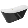 Mexen Celia volně stojící vana 170 x 75 cm, bílá/černá, přepad zlatý - 52331707575-50