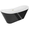 Mexen Celia volně stojící vana 170 x 75 cm, bílá/černá, přepad zlatý kartáčovaný - 52331707575-55