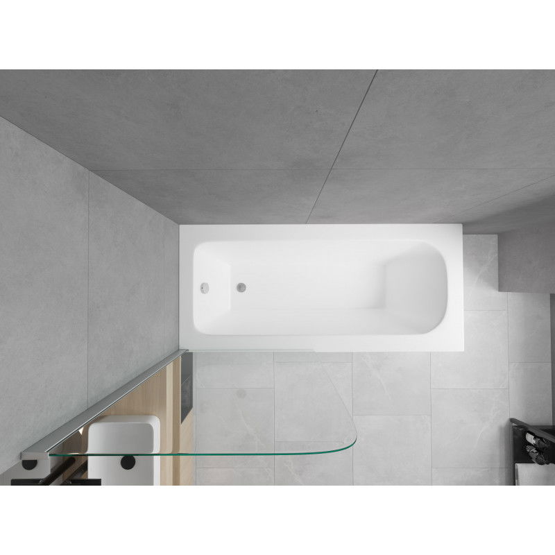 Mexen Vega obdélníková vana 180 x 80 cm s obkladem a jednokřídlým paravánem 80 cm, transparentní, chrom - 550118080X9008010100