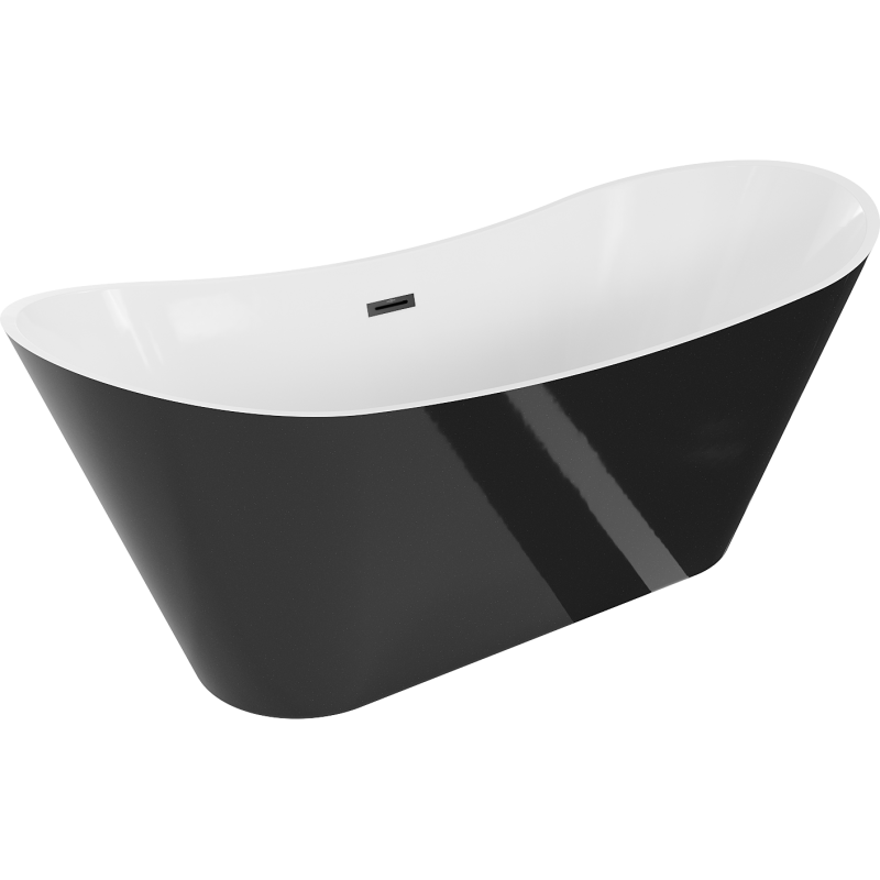 Mexen Celia volně stojící vana 170 x 75 cm, bílá/černá, černý přepad - 52331707575-70