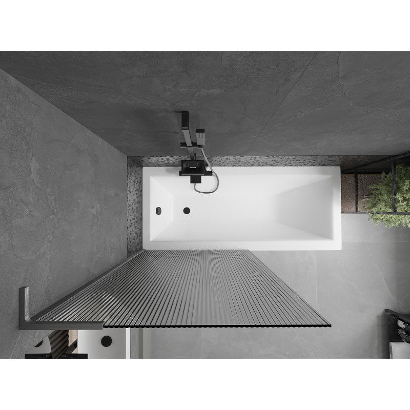 Mexen Next L vanová zástěna 1-křídlová 90 x 150 cm, pruhy, gun gray kartáčovaná - 895-090-000-03-09-66