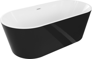 Mexen Luna volně stojící vana 150 x 75 cm, bílá/černá, bílý přepad - 52031507575-20