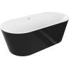 Mexen Luna volně stojící vana 160 x 75 cm, bílá/černá, bílý přepad - 52031607575-20