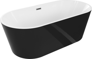 Mexen Luna volně stojící vana 160 x 75 cm, bílá/černá, přepad gun metal - 52031607575-95