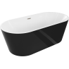 Mexen Luna volně stojící vana 150 x 75 cm, bílá/černá, přepad kartáčovaný nikl - 52031507575-97