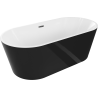 Mexen Luna volně stojící vana 150 x 75 cm, bílá/černá, přepad gun metal - 52031507575-95