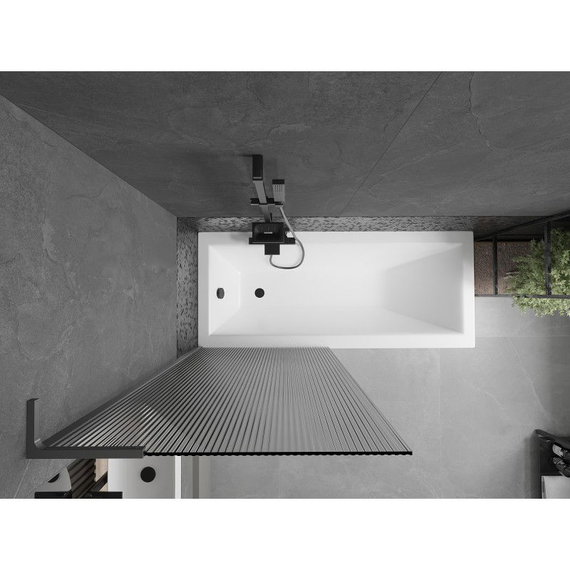 Mexen Next L vanová zástěna 1-křídlá 80 x 150 cm, proužky, gun metal - 895-080-000-03-09-95