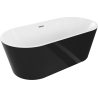 Mexen Luna volně stojící vana 170 x 80 cm, bílá/černá, přepad chrom - 52031708075-01