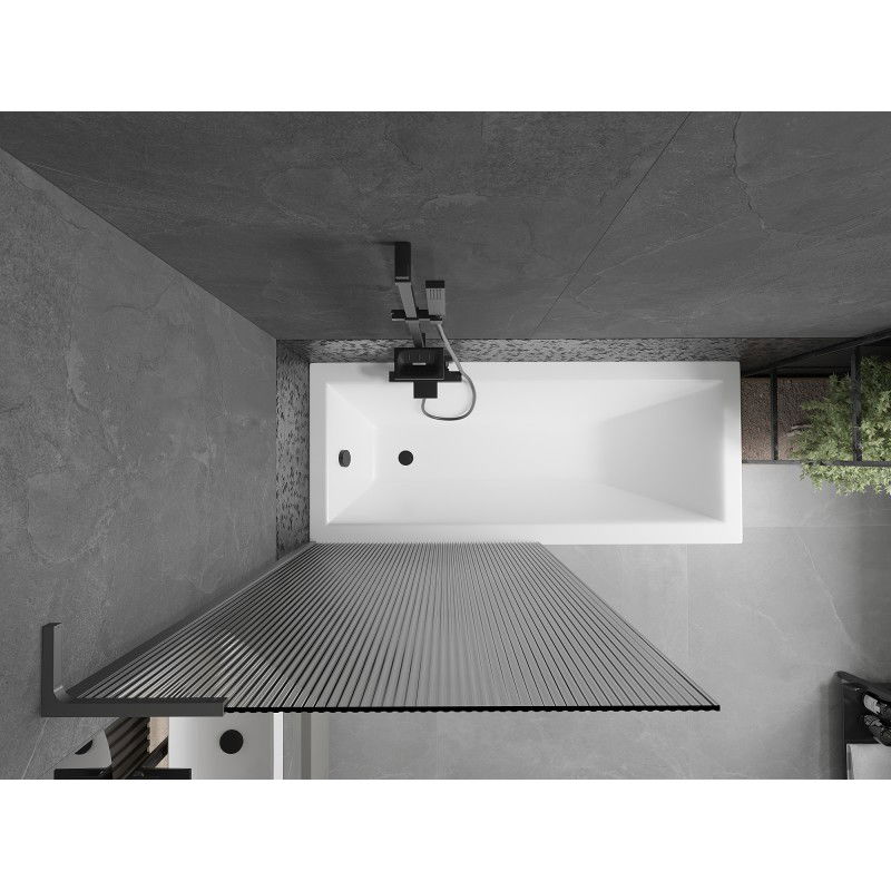 Mexen Next L vanová zástěna 1-křídlová 90 x 150 cm, proužky, gun metal - 895-090-000-03-09-95