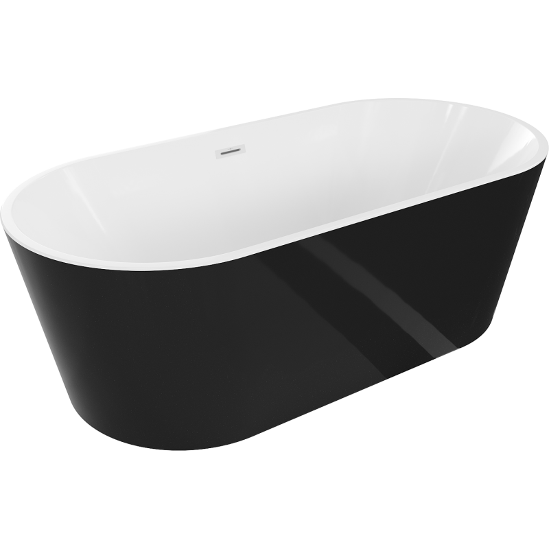 Mexen Luna volně stojící vana 170 x 80 cm, bílá/černá, přepad bílý - 52031708075-20