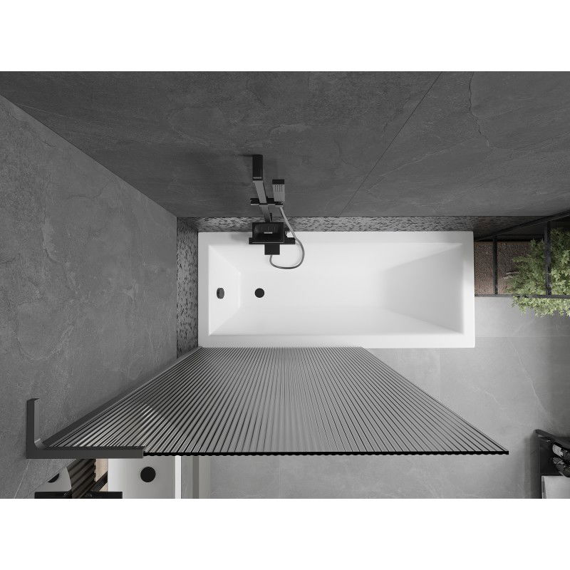 Mexen Next L vanová zástěna 1-dveřová 100 x 150 cm, pruhy, gun metal - 895-100-000-03-09-95