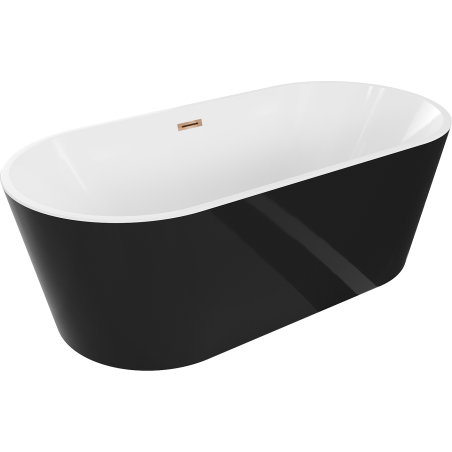 Mexen Luna volně stojící vana 170 x 80 cm, bílá/černá, přepad růžové zlato - 52031708075-60