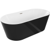 Mexen Luna volně stojící vana 170 x 80 cm, bílá/černá, přepad kartáčovaný nikl - 52031708075-97