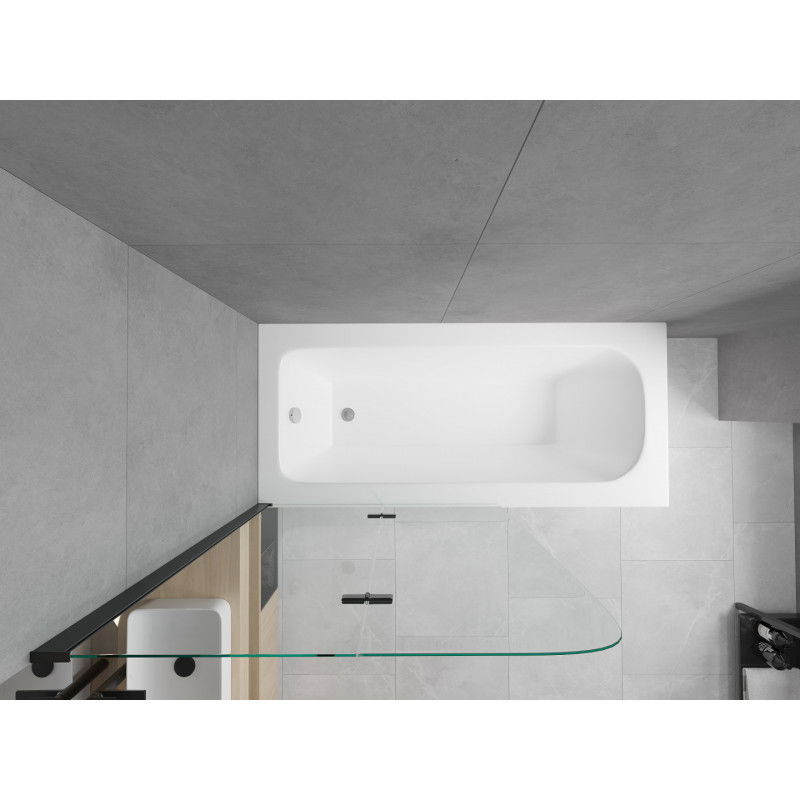 Mexen Vega obdélníková vana 180 x 80 cm s obložením a dvoukřídlým paravanem 100 cm, transparentní, černý - 550118080X9010027000