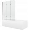Mexen Vega Rektangulární vana 180 x 80 cm s obkladem a třídílnou zástěnou 120 cm, transparentní, chrom
