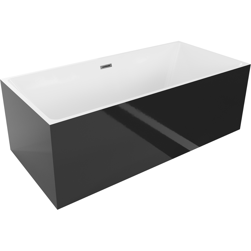 Mexen Nita volně stojící vana 170 x 80 cm, bílá/černá, přepad gun metal - 52091708075-95
