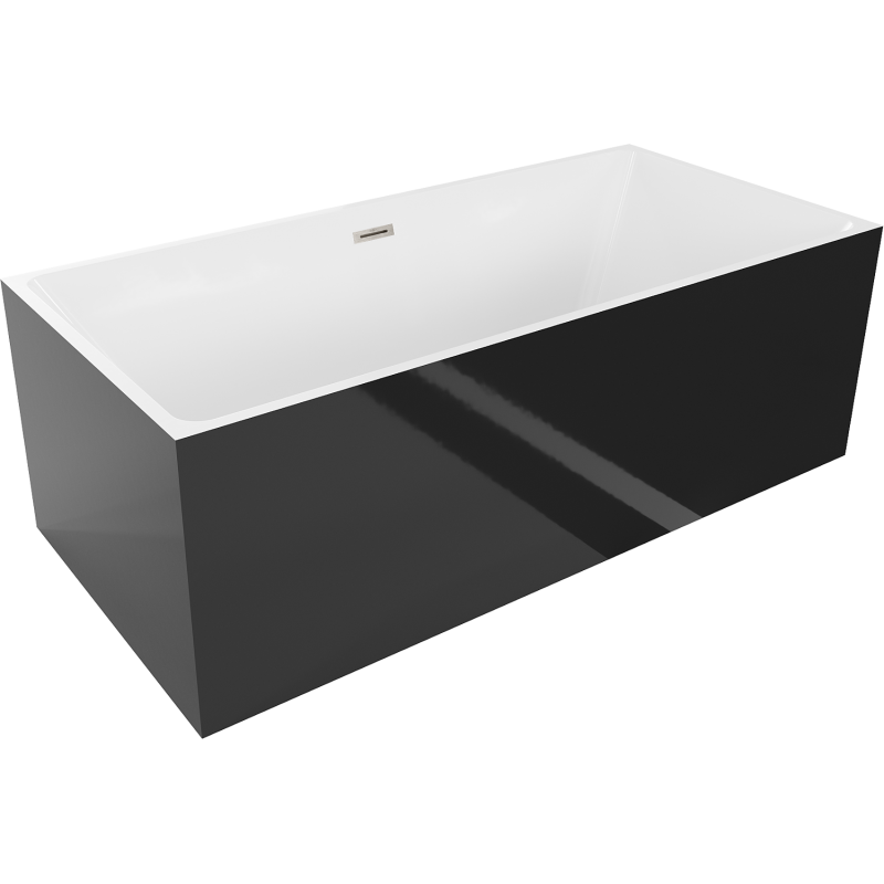 Mexen Nita samostatně stojící vana 170 x 80 cm, bílá/černá, přepad kartáčovaný nikl - 52091708075-97