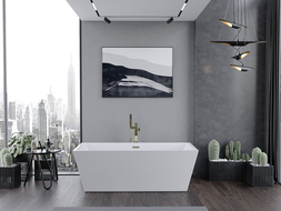 Mexen Lita volně stojící vana 170 x 75 cm, bílá, přepad zlatý - 52121707500-50