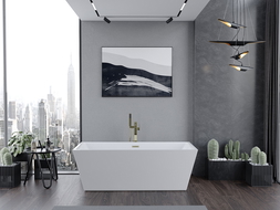 Mexen Lita volně stojící vana 170 x 75 cm, bílá, přepad zlatý kartáčovaný - 52121707500-55