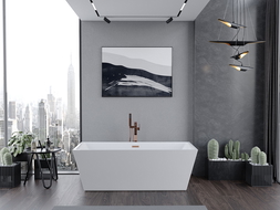 Mexen Lita volně stojící vana 170 x 75 cm, bílá, přepad růžové zlato - 52121707500-60