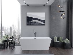 Mexen Lita volně stojící vana 170 x 75 cm, bílá, přepad gun gray kartáčovaný - 52121707500-66