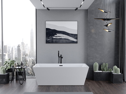 Mexen Lita volně stojící vana 170 x 75 cm, bílá, černý přepad - 52121707500-70