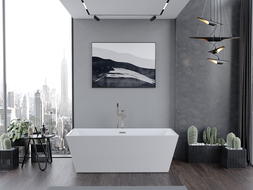 Mexen Lita volně stojící vana 170 x 75 cm, bílá, přepad kartáčovaný nikl - 52121707500-97