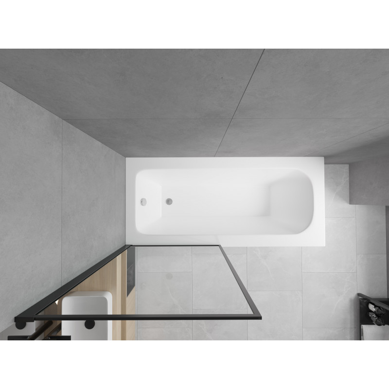 Mexen Vega obdélníková vana 180 x 80 cm s krytem a jednokřídlovou zástěnou 70 cm, černý vzor fix - 550118080X9307007070