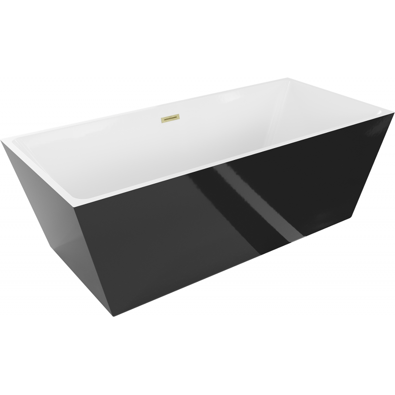 Mexen Lita volně stojící vana 170 x 75 cm, bílá/černá, přepad zlatý kartáčovaný - 52121707575-55