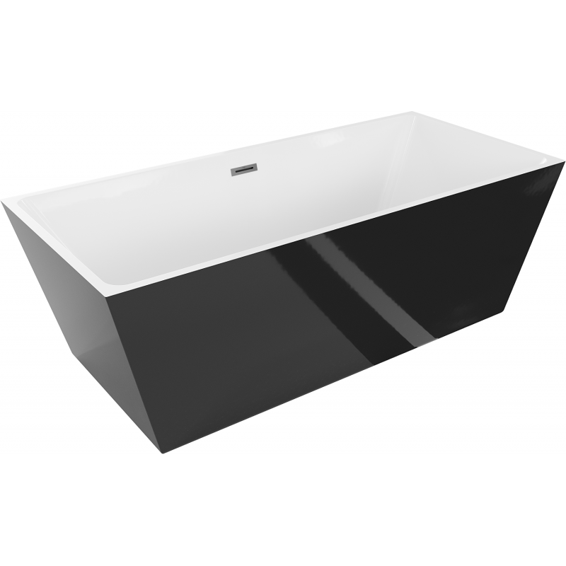 Mexen Lita volně stojící vana 170 x 75 cm, bílá/černá, přeliv gun metal - 52121707575-95