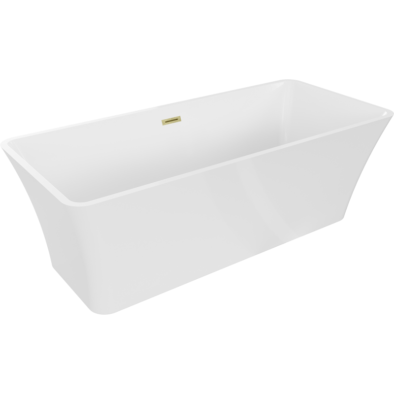 Mexen Tonia volně stojící vana 170 x 75 cm, bílá, přepad zlatý kartáčovaný - 52171707500-55